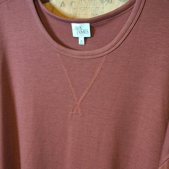 Ava James Dress Women's 3X Mauve Tiered Mini Balloon Sleeves Comfy Loungewear - Picture 4 of 10